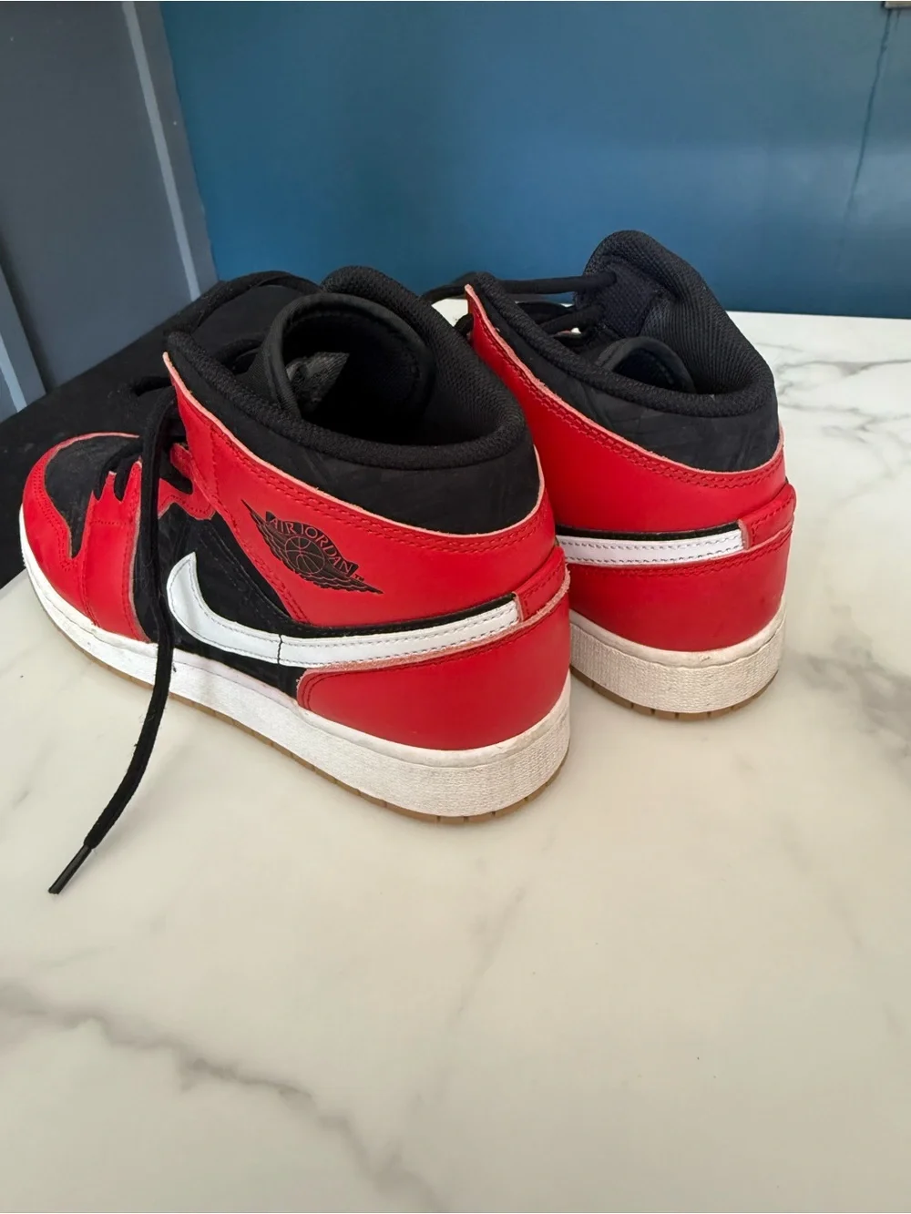 Jordan Kids High-Top Sneakers in Red, Black & White